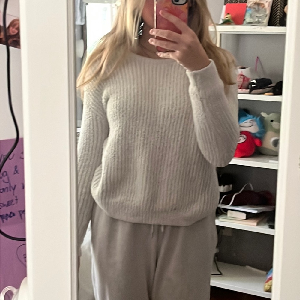 white sweater